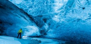 Ice cave under Vatnajokull glacier, Iceland
